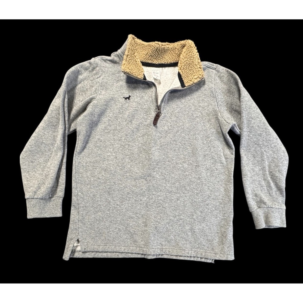 Carters GREY Fleece Sherpa Pull Over Sweatshirt Sweater Boys 10/12